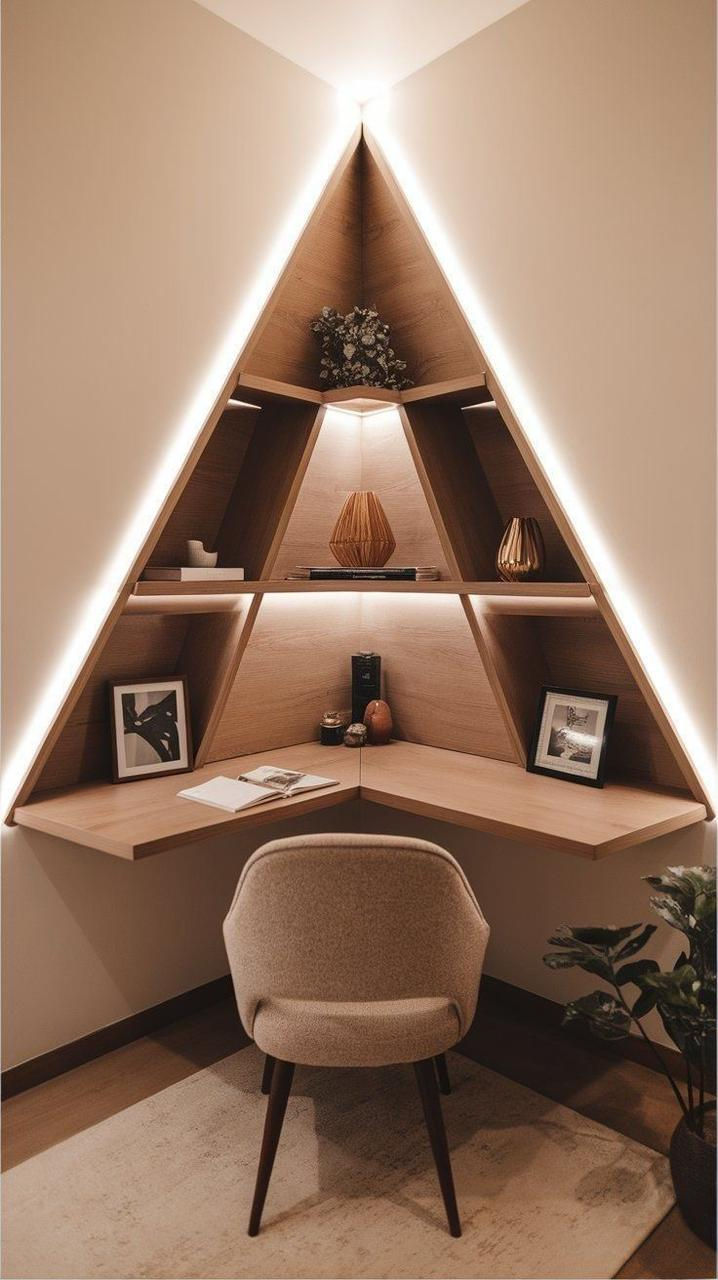 Luxury corner shelf interior design by Viora Nest