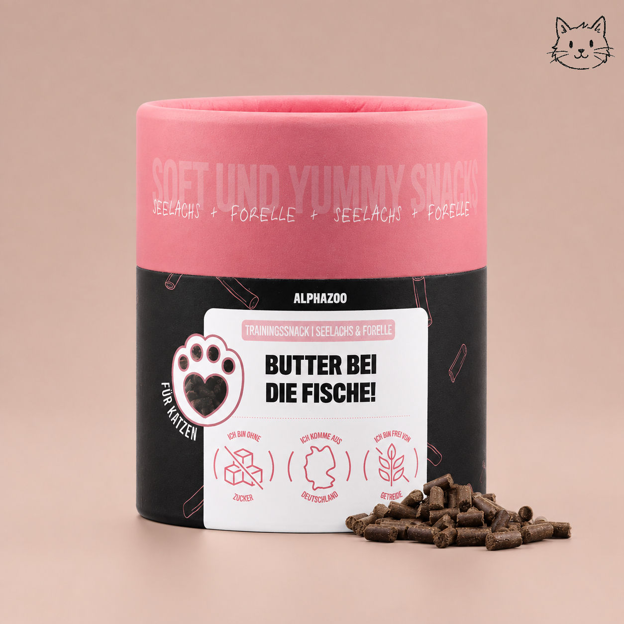 alphazoo Butter Bei Die Fische 65 g – weicher Fischsnack für Katzen
