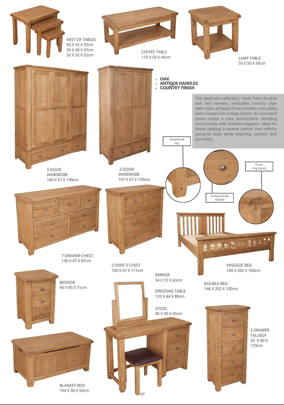 oak bedroom collection