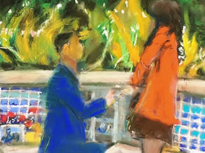 "Will You Marry Me?" | Cua Family Collection | San Francisco California | Pastel on Paper | By Susan Cua