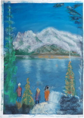 "Mountain & Lake View" | Yellowstone National Park | Pastel on Paper | By Susan Cua | Impressionist Artist