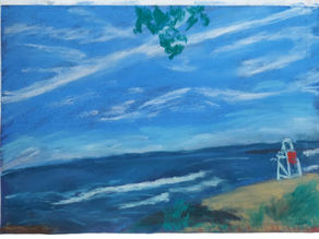 "Watching the Sky" | Evanston Lakefront | Pastel on Paper | By Susan Cua