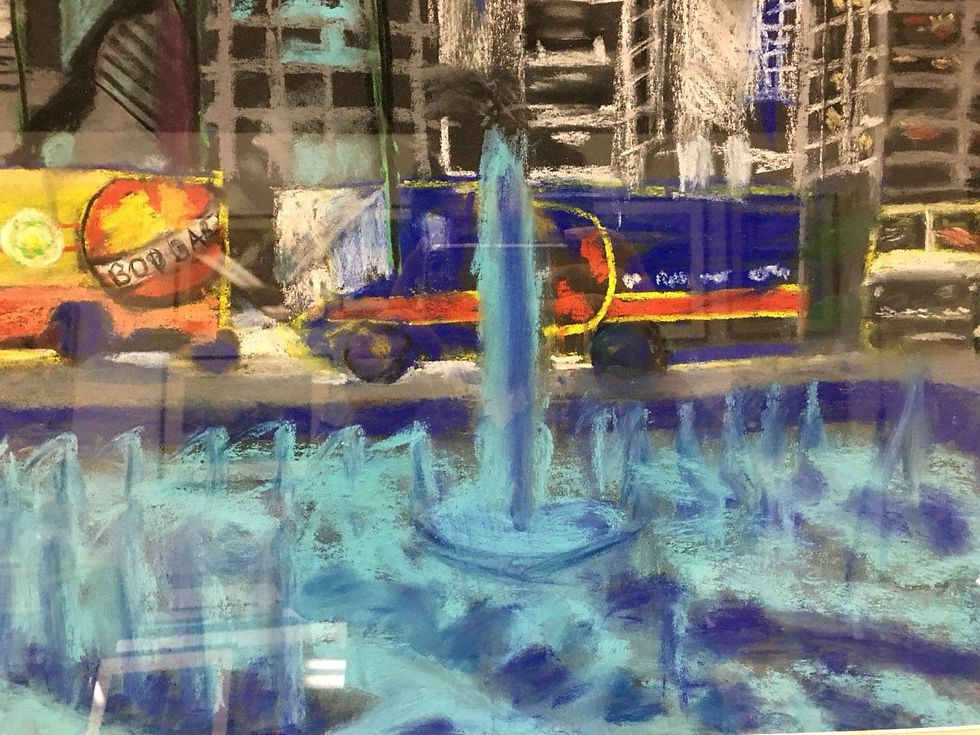 "Food Trucks" | Chicago, Illinois | Pastel on Paper | By Susan Cua | International Impressionist Artist