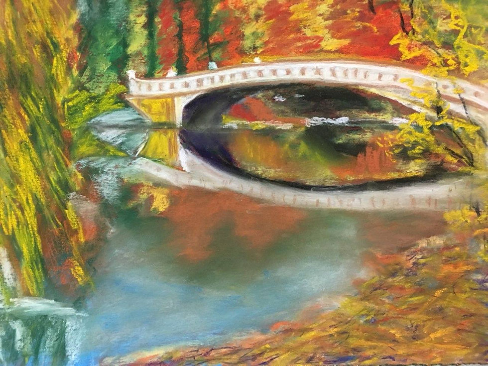 "Autumn Bridge" | Pastel on Paper | By Susan Cua | International Impressionist Artist