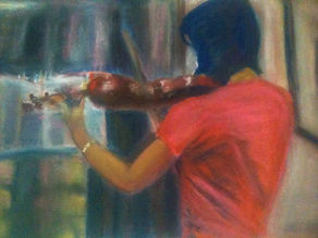 Sophie & Her Violin | Cua Family Series | Pastel on Paper | By Susan Cua