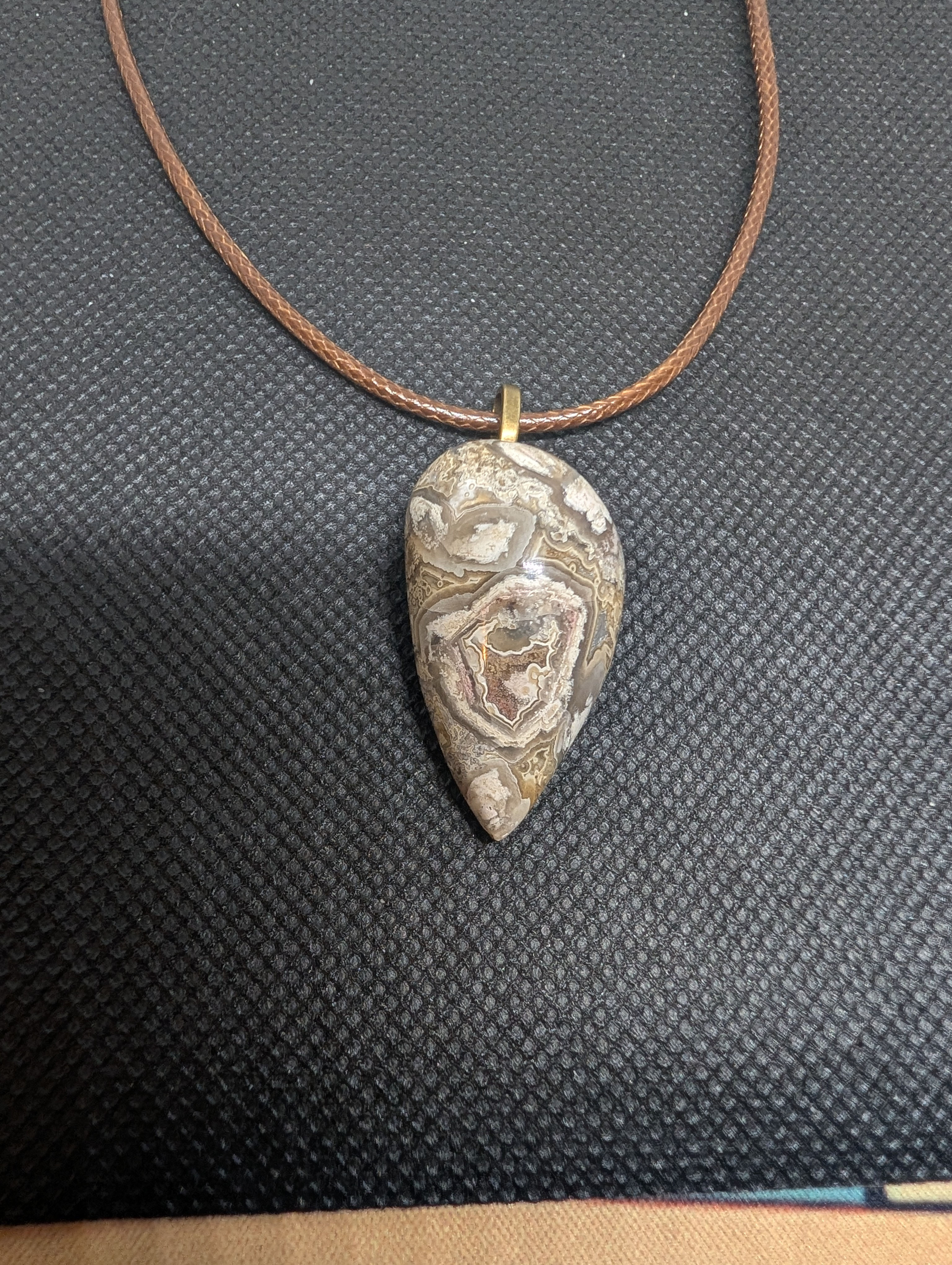 Freeform necklace, Mexican Crazy Lace Agate 