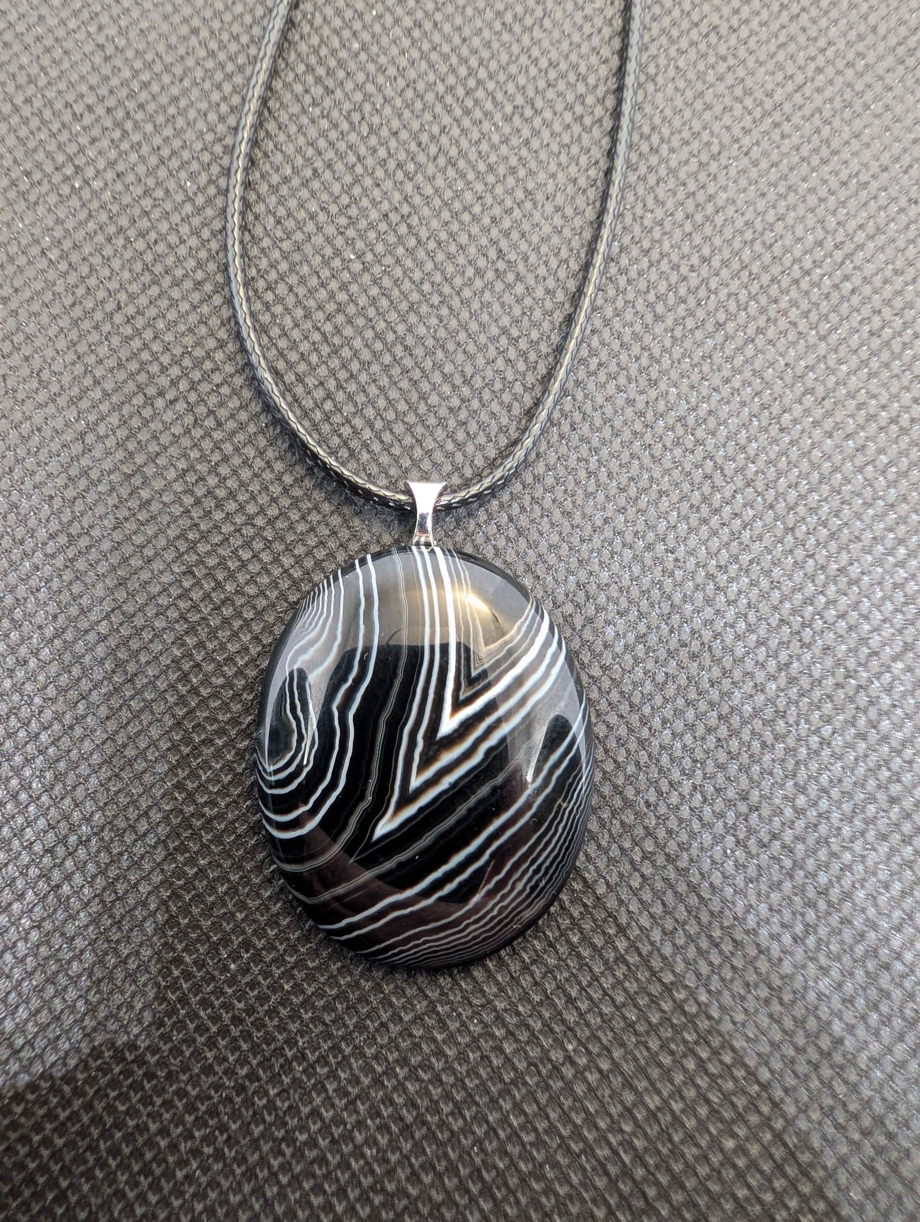 Freeform necklace, Black Banded Agate