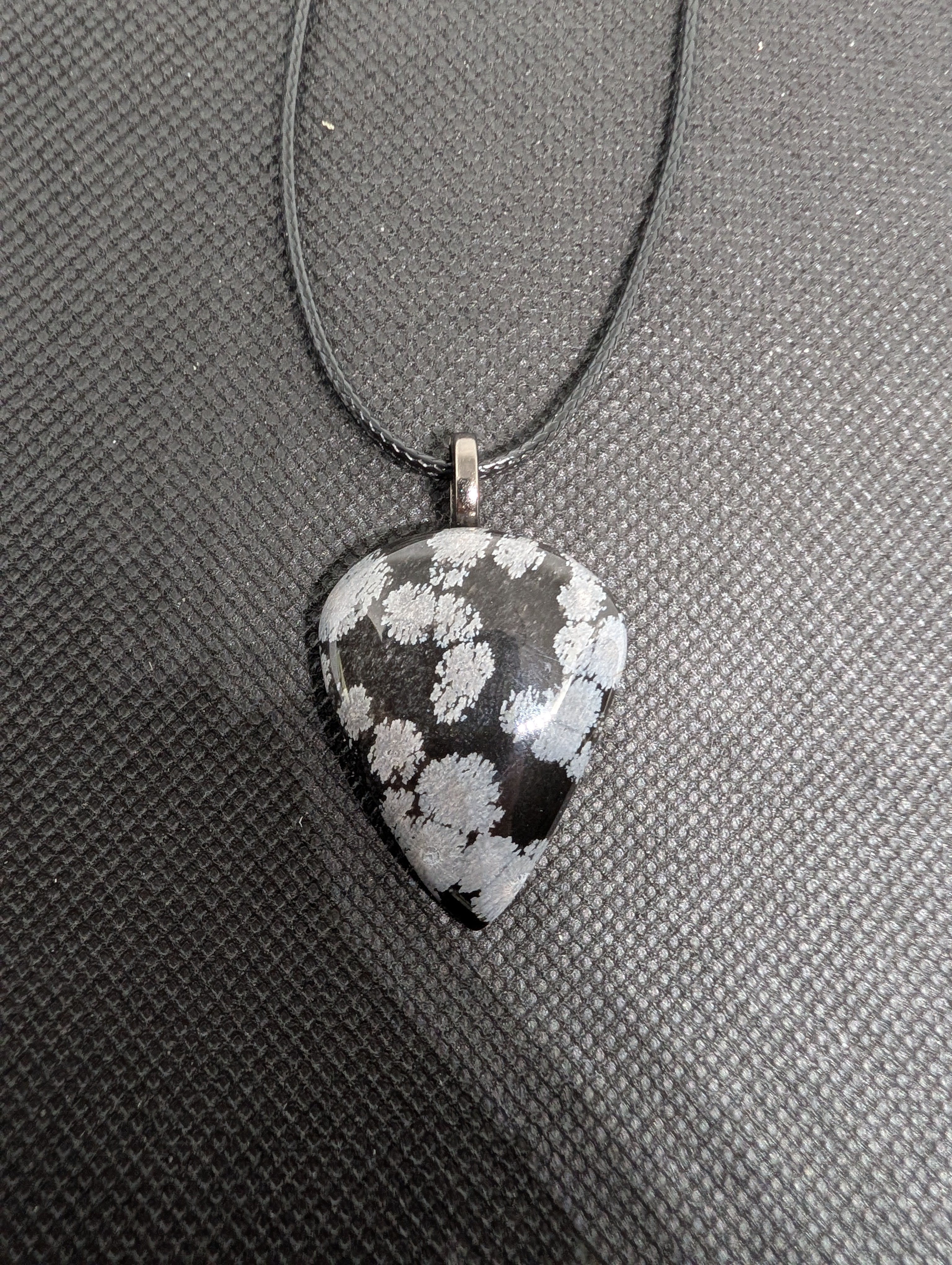 Freeform necklace, Snowflake Obsidian