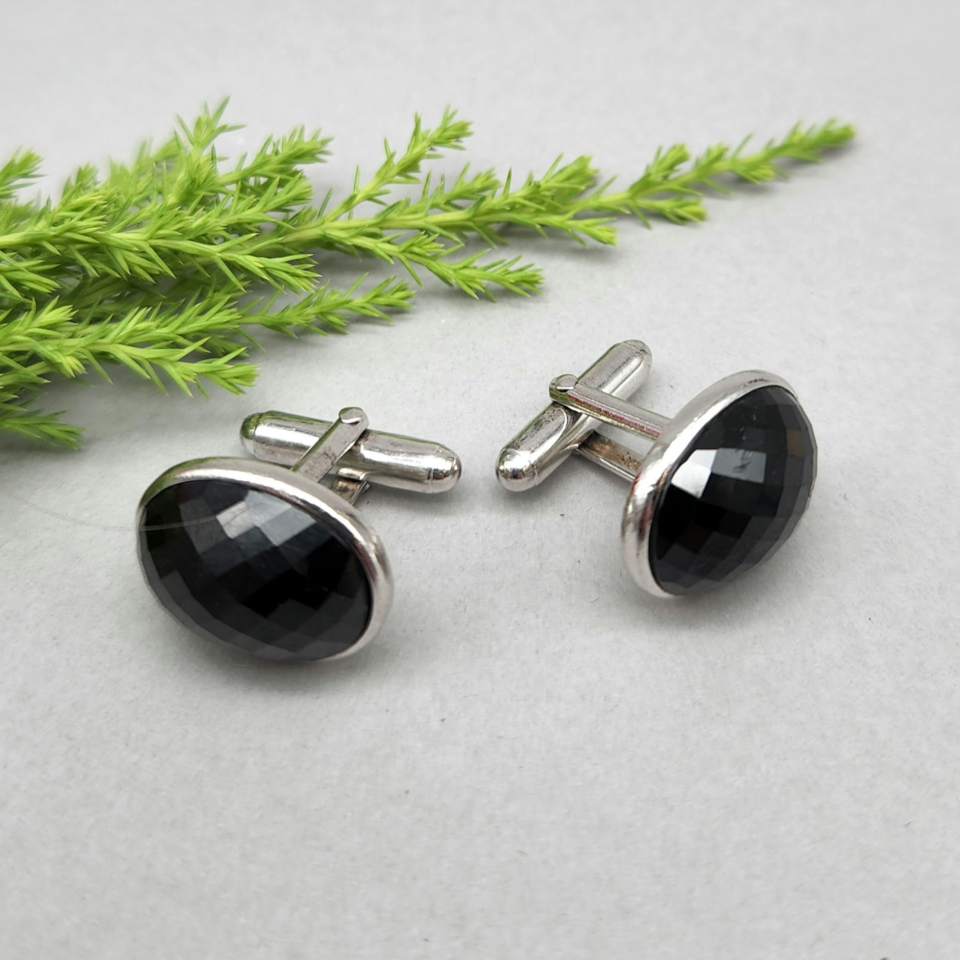 Silver and Onyx cufflinks
