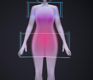 A 3D body scanning image of a woman