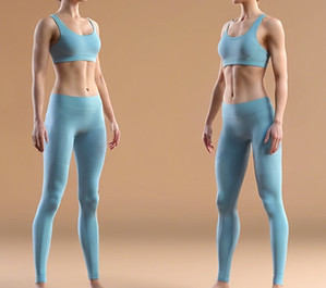 Woman with sport bra and long leggings, 3D body scaning image
