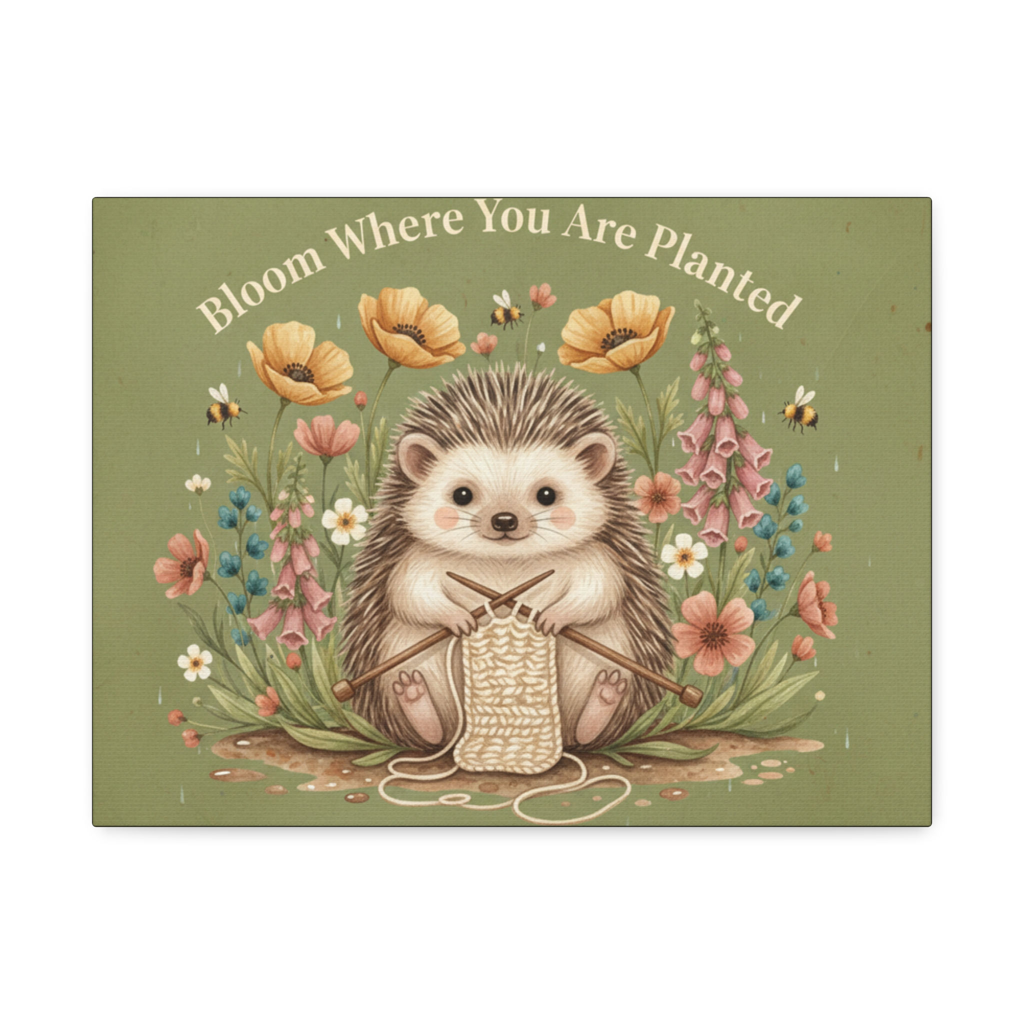 Hedgehog Canvas Print – Bloom Where You Are Planted