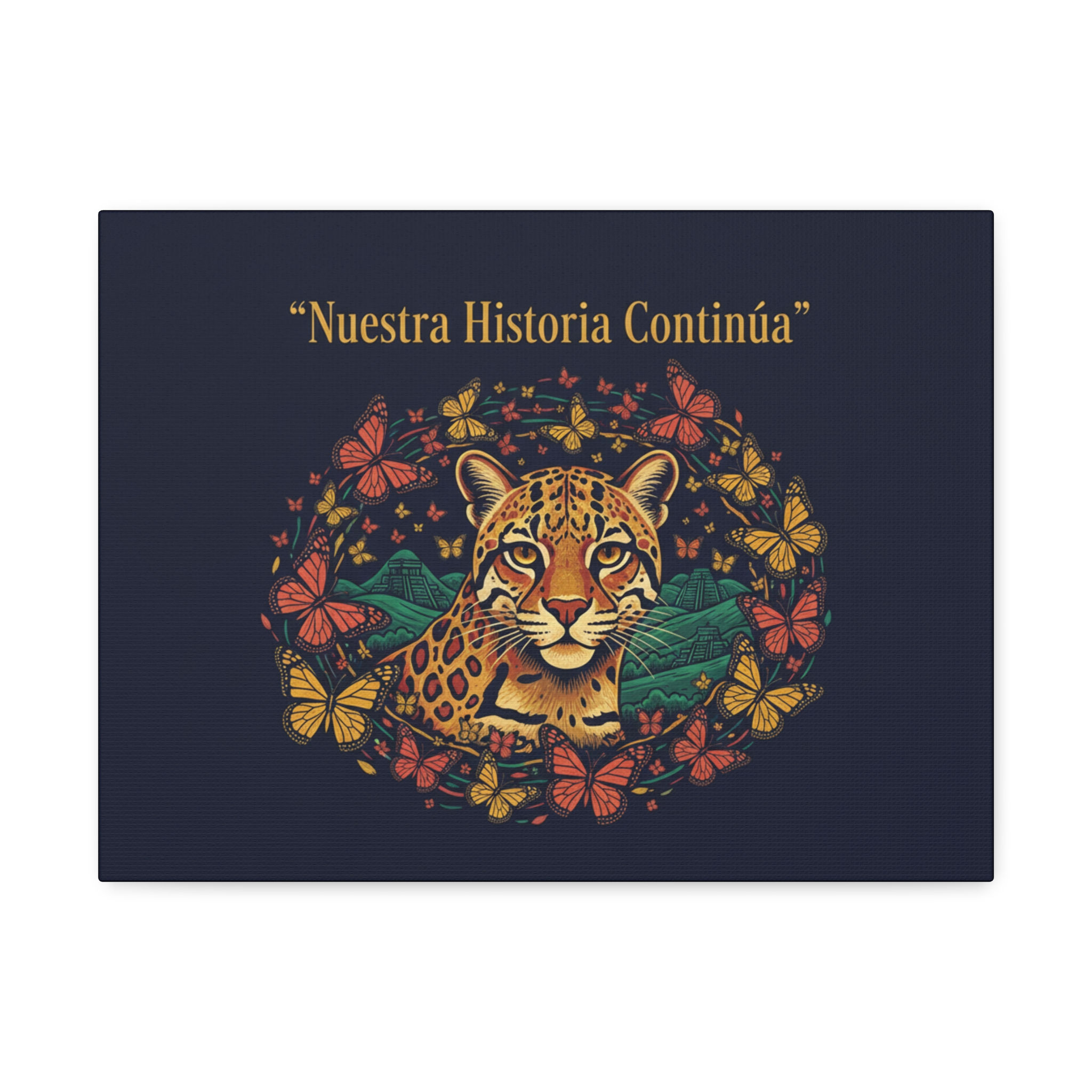 Ocelot And Monarch Butterflies Canvas Print – Nuestra Historia Contina