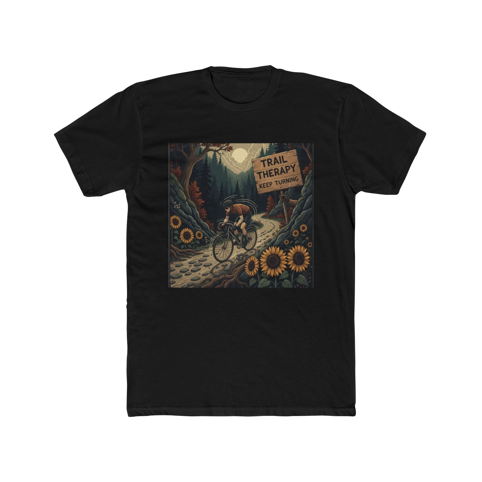 Sunflowers Along A Trail Unisex Tee – Trail Therapy Keep Turning
