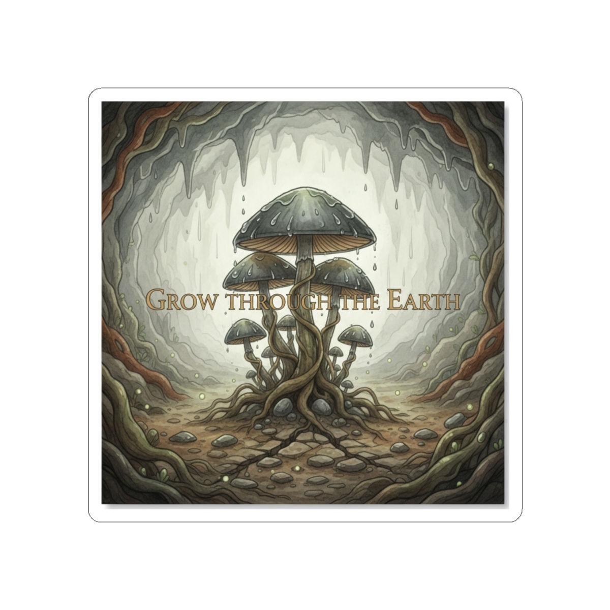 Mushrooms In A Kiss-Cut Sticker – Grow Through the Earth