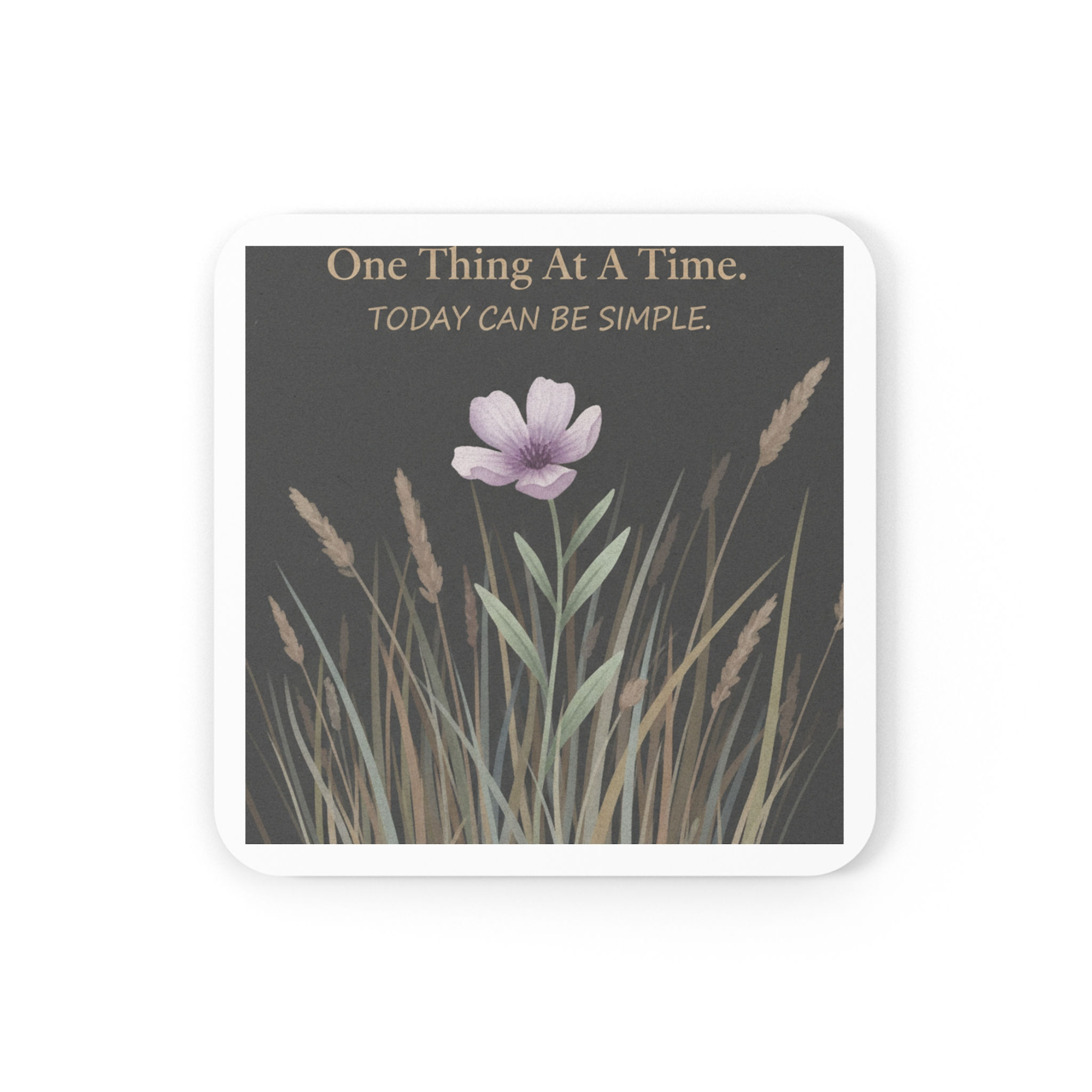 Wildflower Cork Coaster – One Thing at a Time Today Can Be Simple