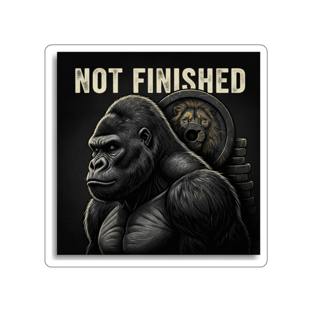 Gorilla Die-Cut Sticker – Not Finished