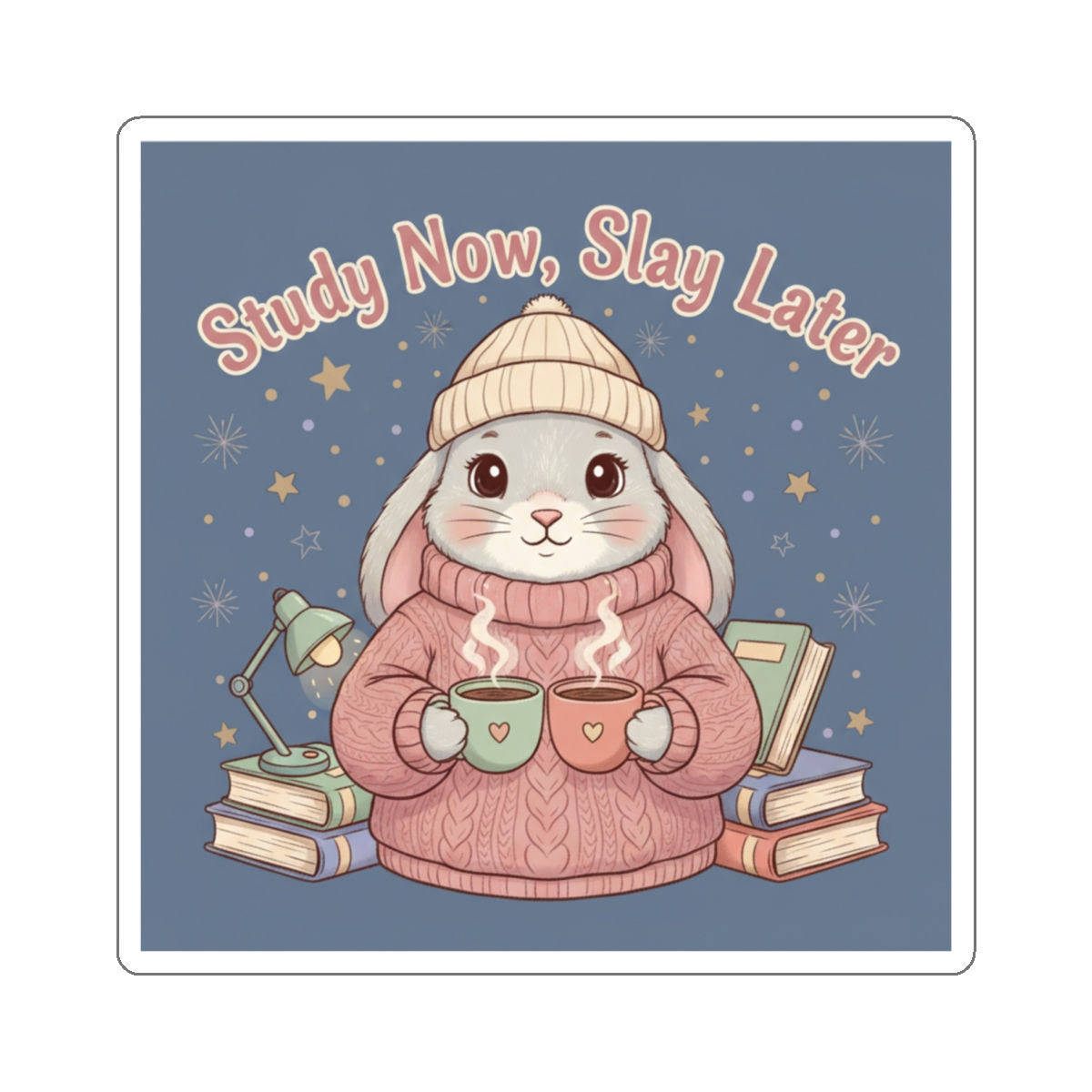 Rabbit Die-Cut Sticker – Study Now, Slay Later