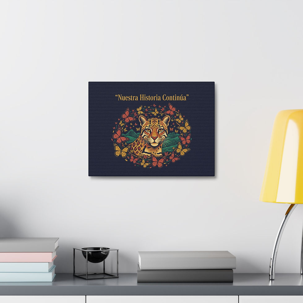 Thumbnail: Ocelot And Monarch Butterflies Canvas Print – Nuestra Historia Contina