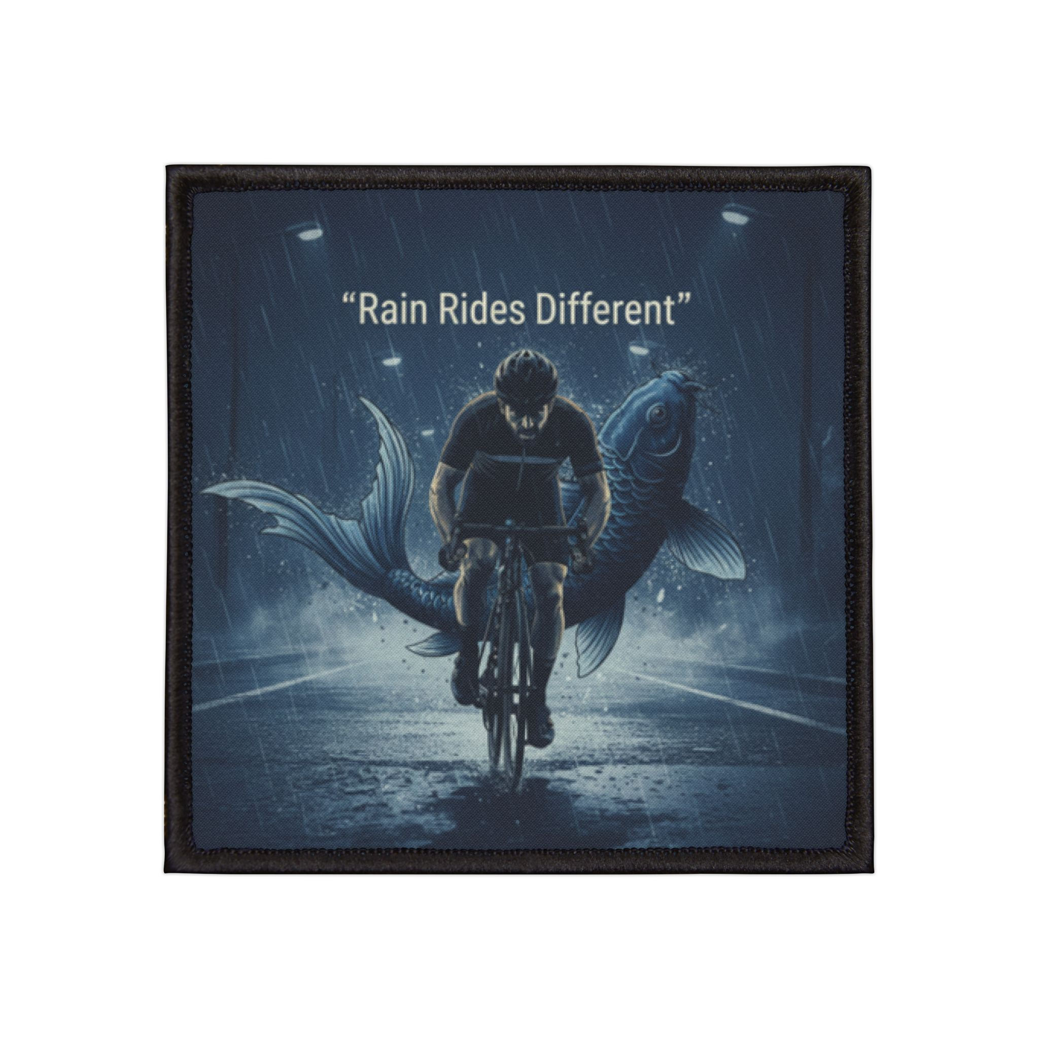 Cyclist Iron-On Patch – Rain Rides Different