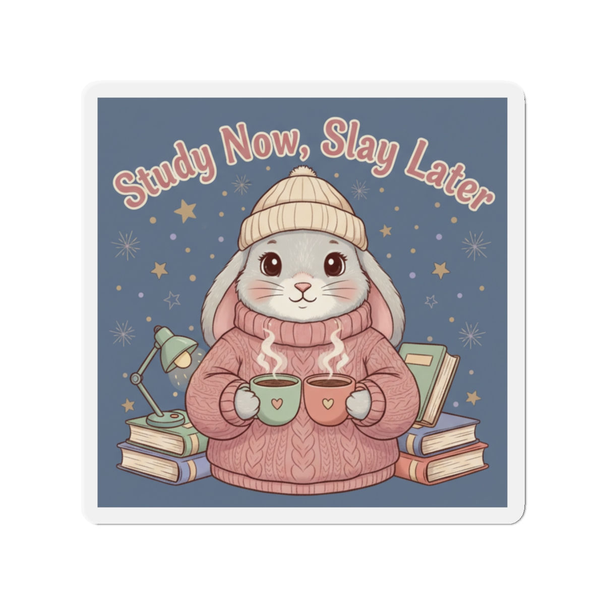 Rabbit Die-Cut Magnet – Study Now, Slay Later
