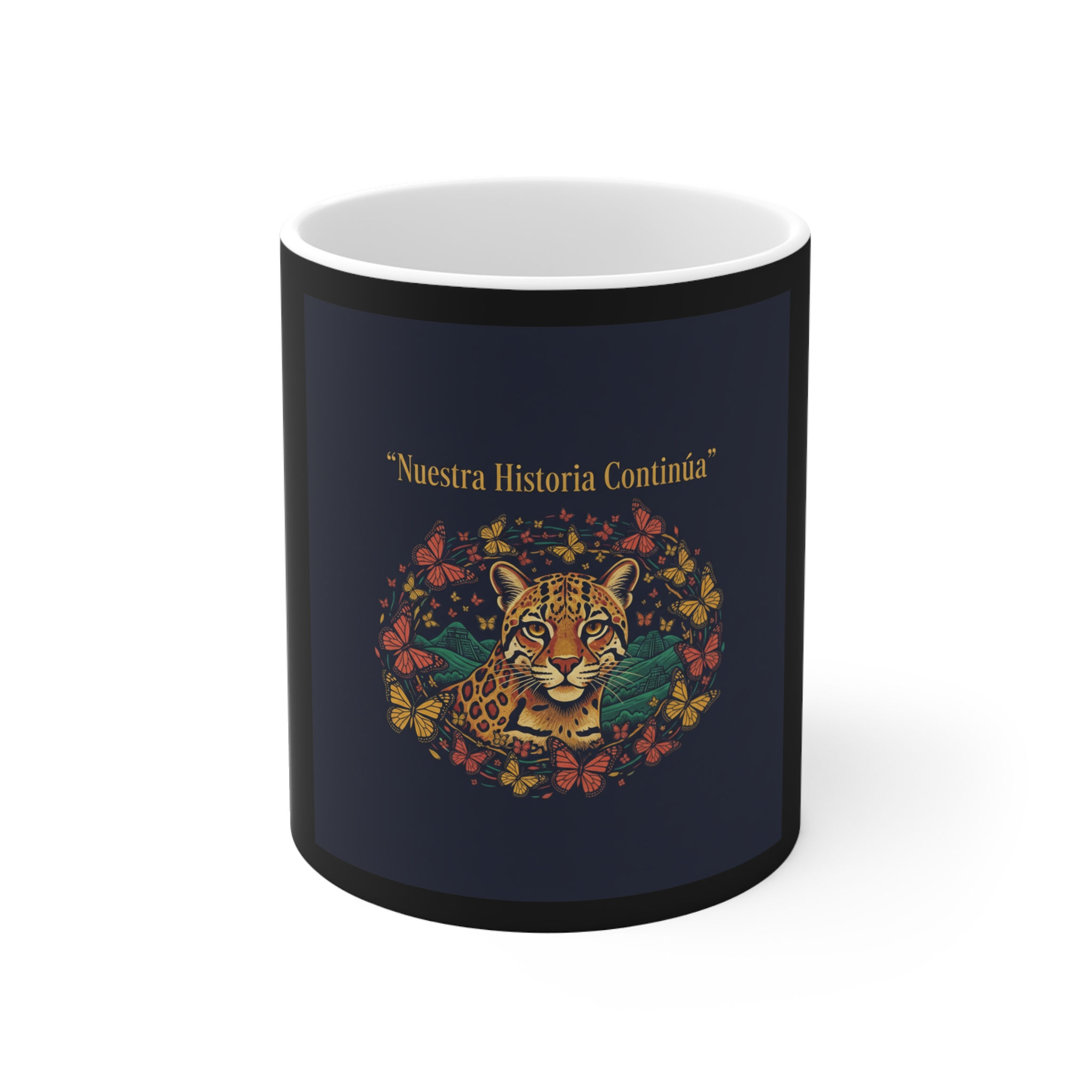 Ocelot And Monarch Butterflies Mug 11oz – Nuestra Historia Contina