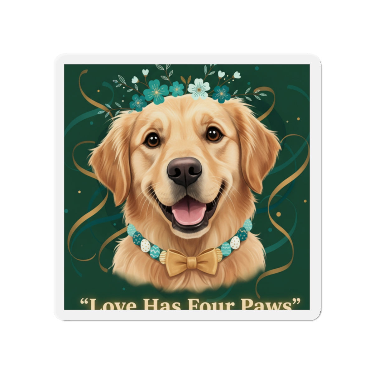 Golden Retriever Die-Cut Magnet – Love Has Four Paws