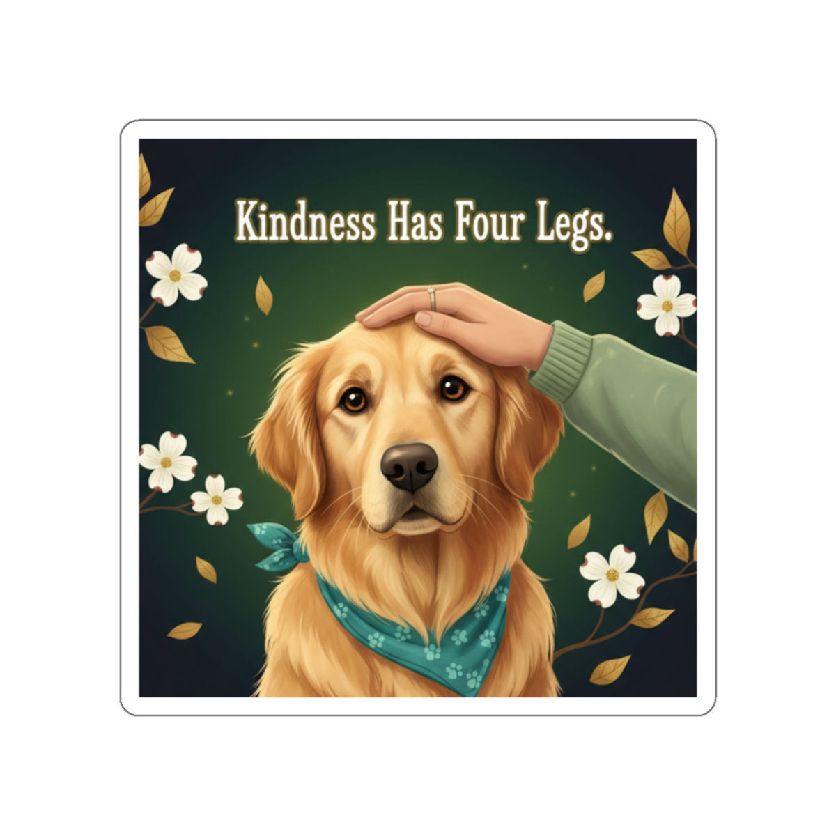 Golden Retriever Die-Cut Sticker – Kindness Has Four Legs