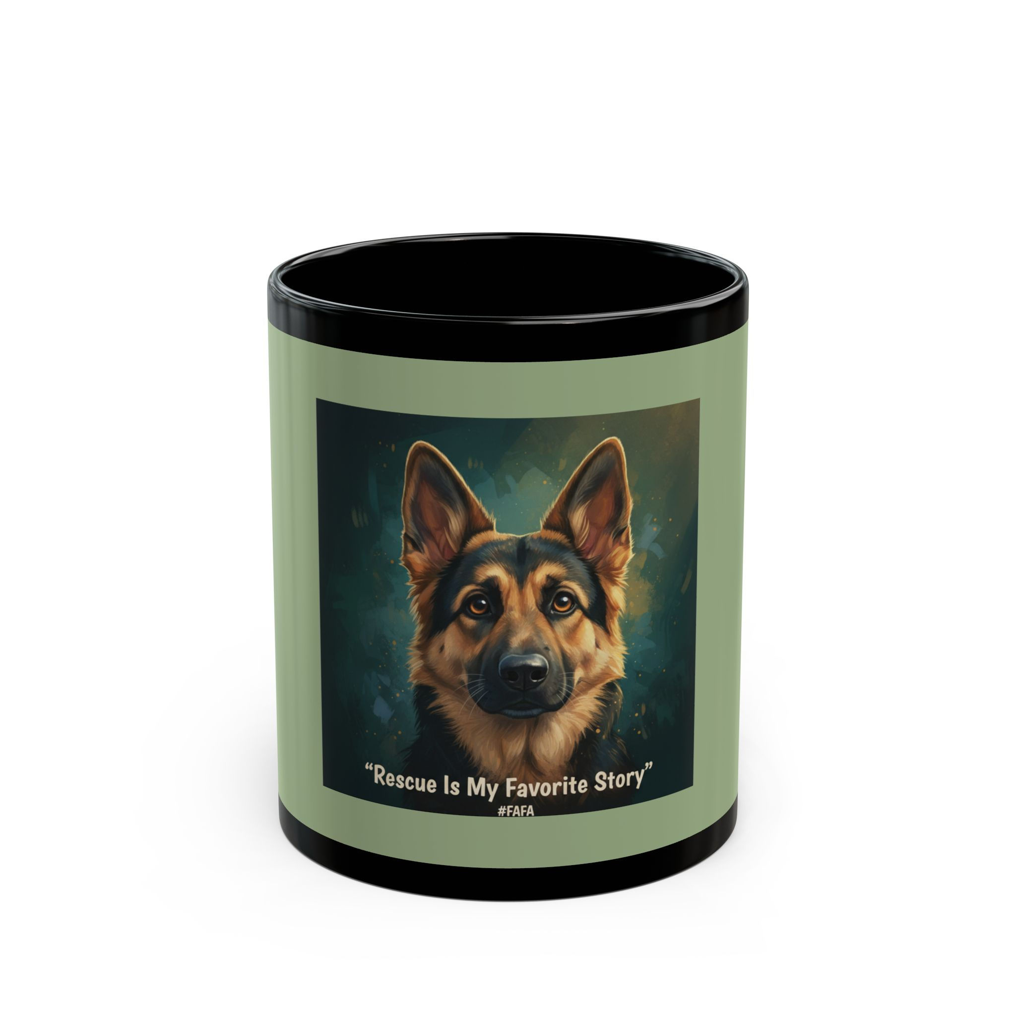German Shepherd Black Mug 11oz – Rescue is My Favorite Story