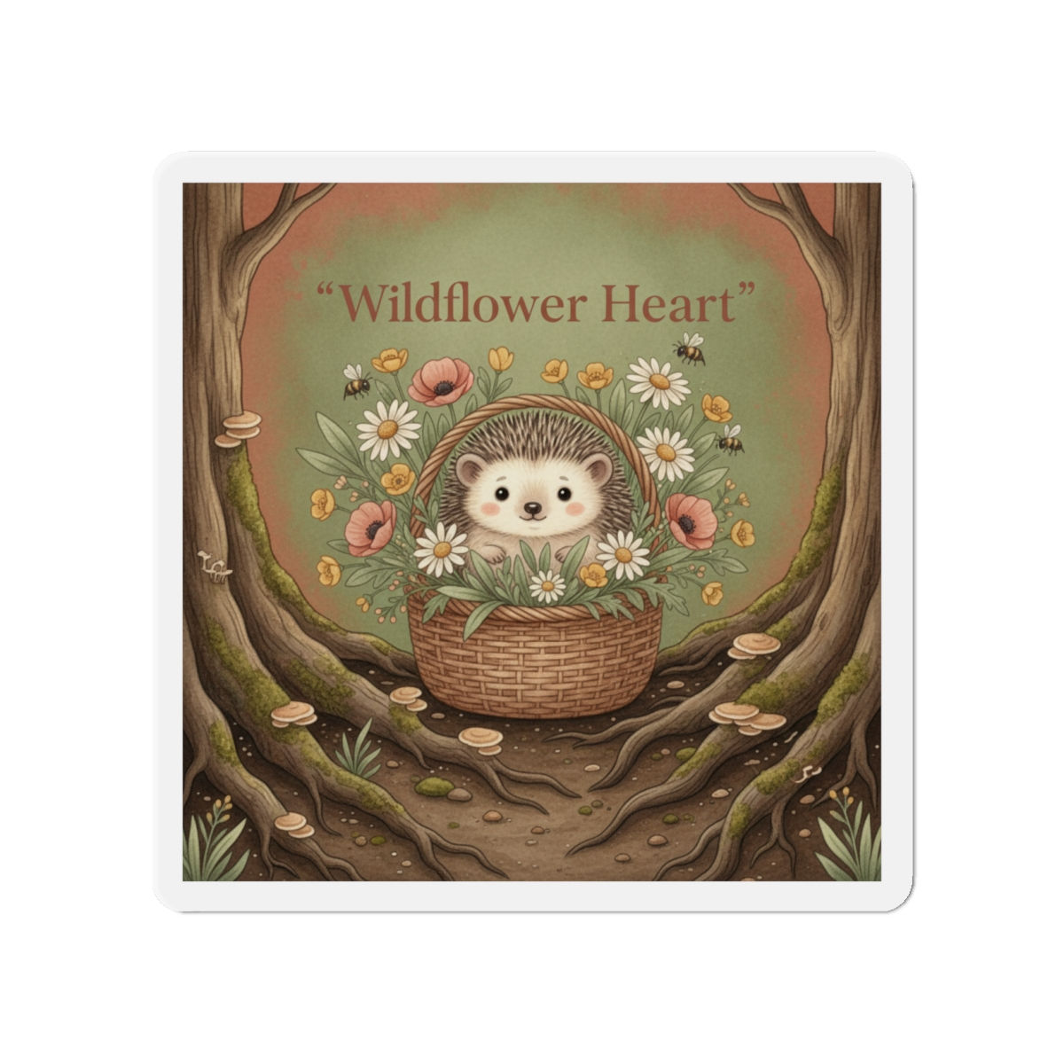 Hedgehog Die-Cut Magnet – Wildflower Heart