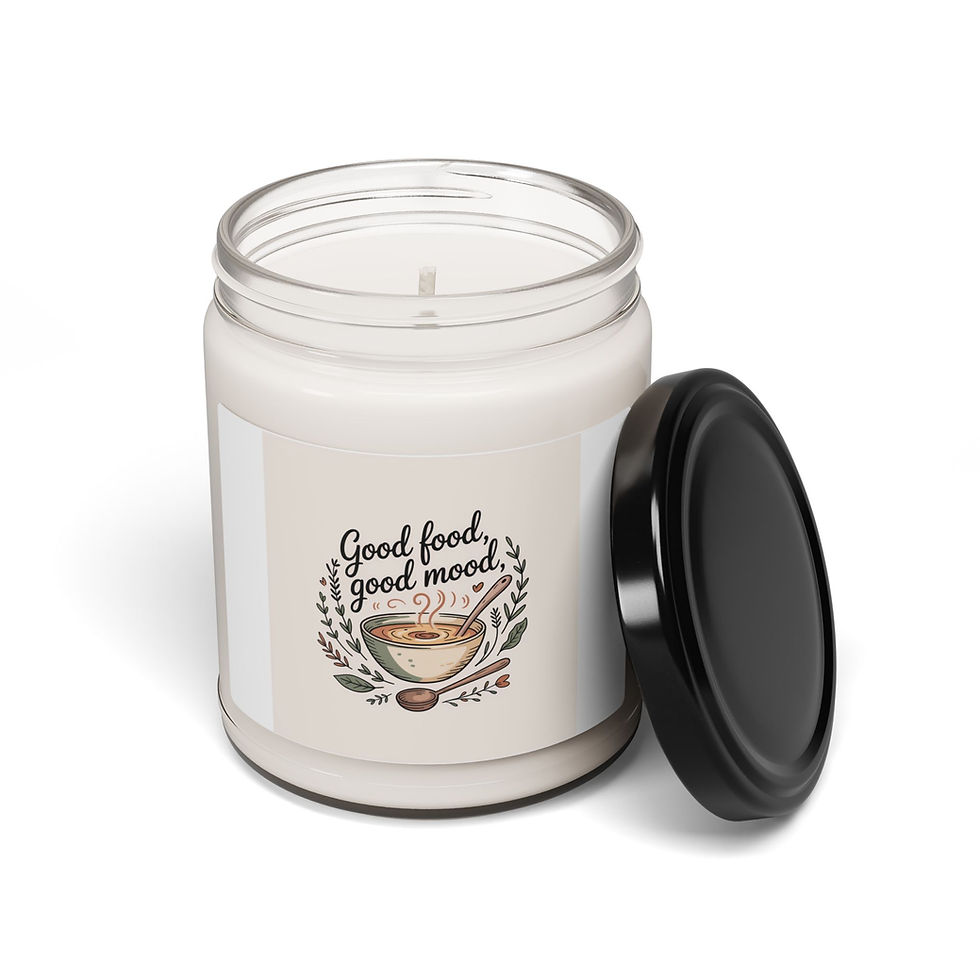Thumbnail: Good Food Good Mood Soup Jar Candle, winter comfort food design | cozy kitchen