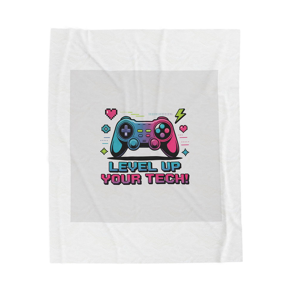 Level Up Your Tech Plush Blanket | Gamer Controller Design, Pixel Monospace
