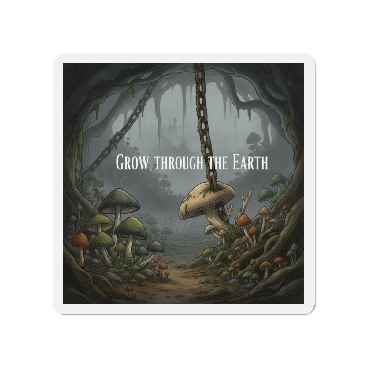 Mushrooms And Chains Die-Cut Magnet – Grow Through the Earth
