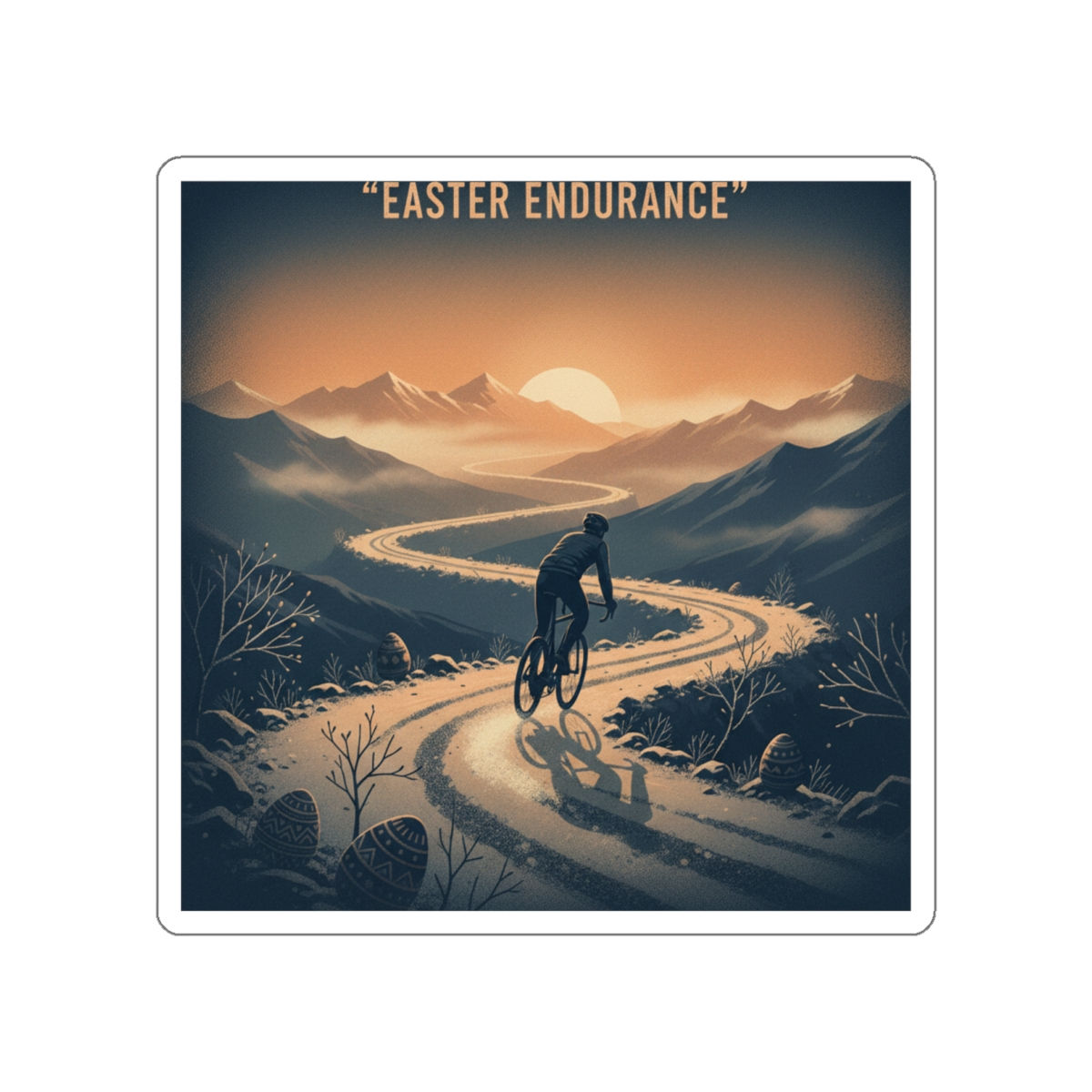 Cyclist Die-Cut Sticker – Easter Endurance