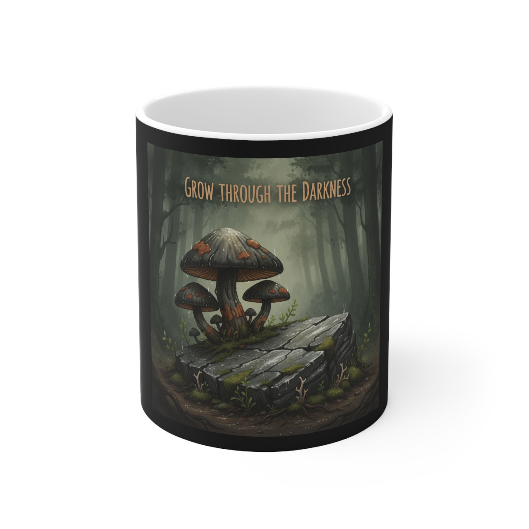 Mushrooms And Rock Mug 11oz – Grow Through the Darkness