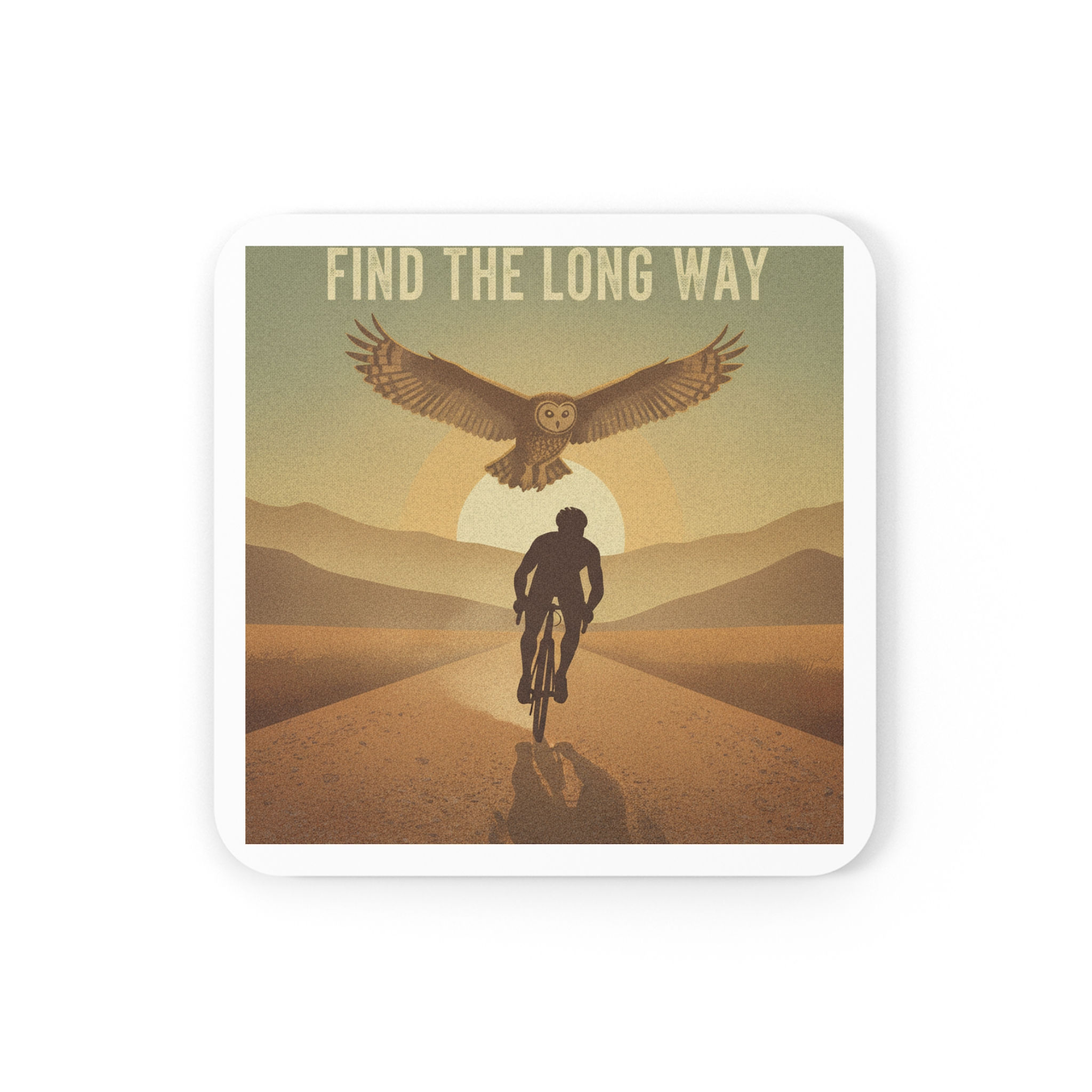 Cyclist Cork Coaster – Find the Long Way