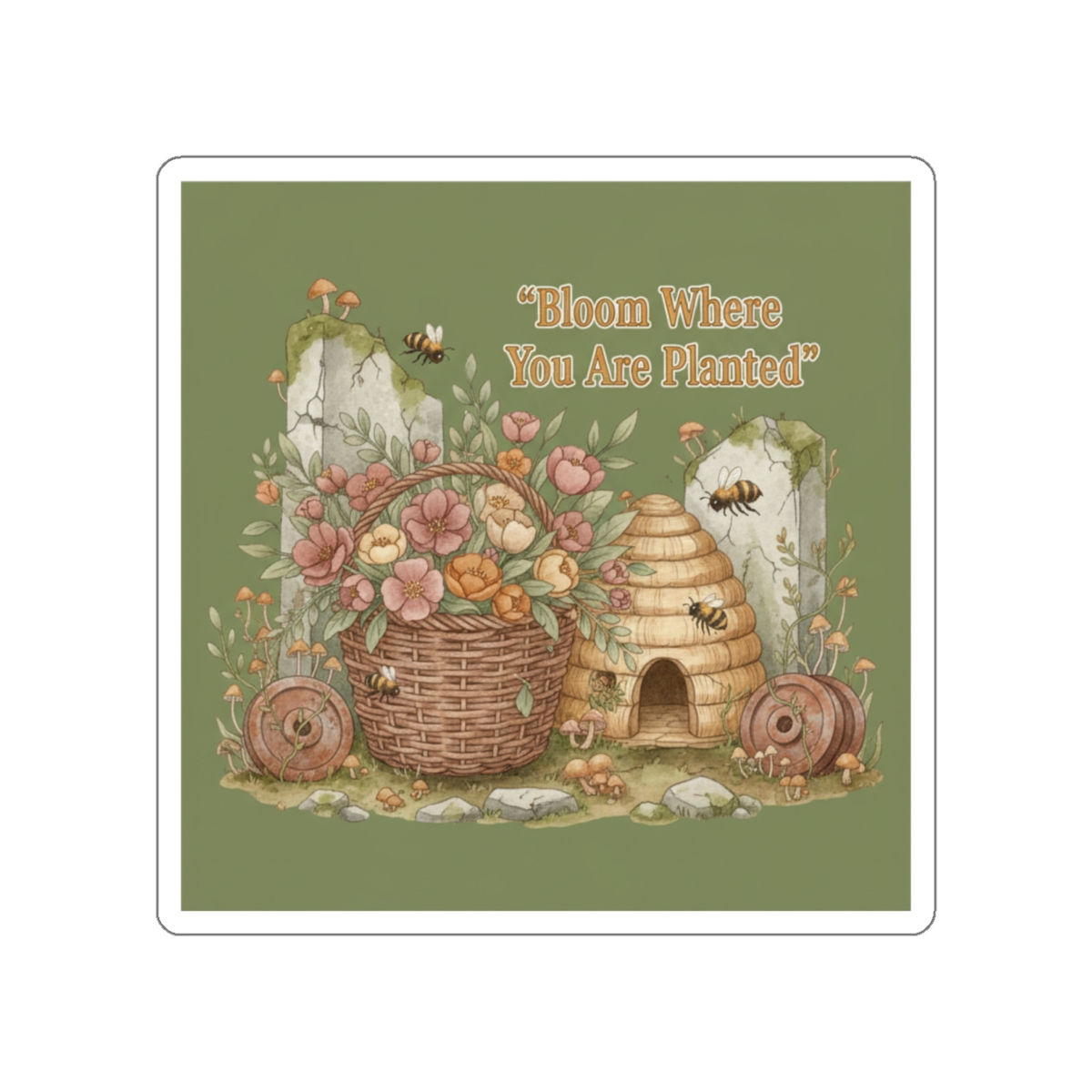 Bee Die-Cut Sticker – Bloom Where You Are Planted