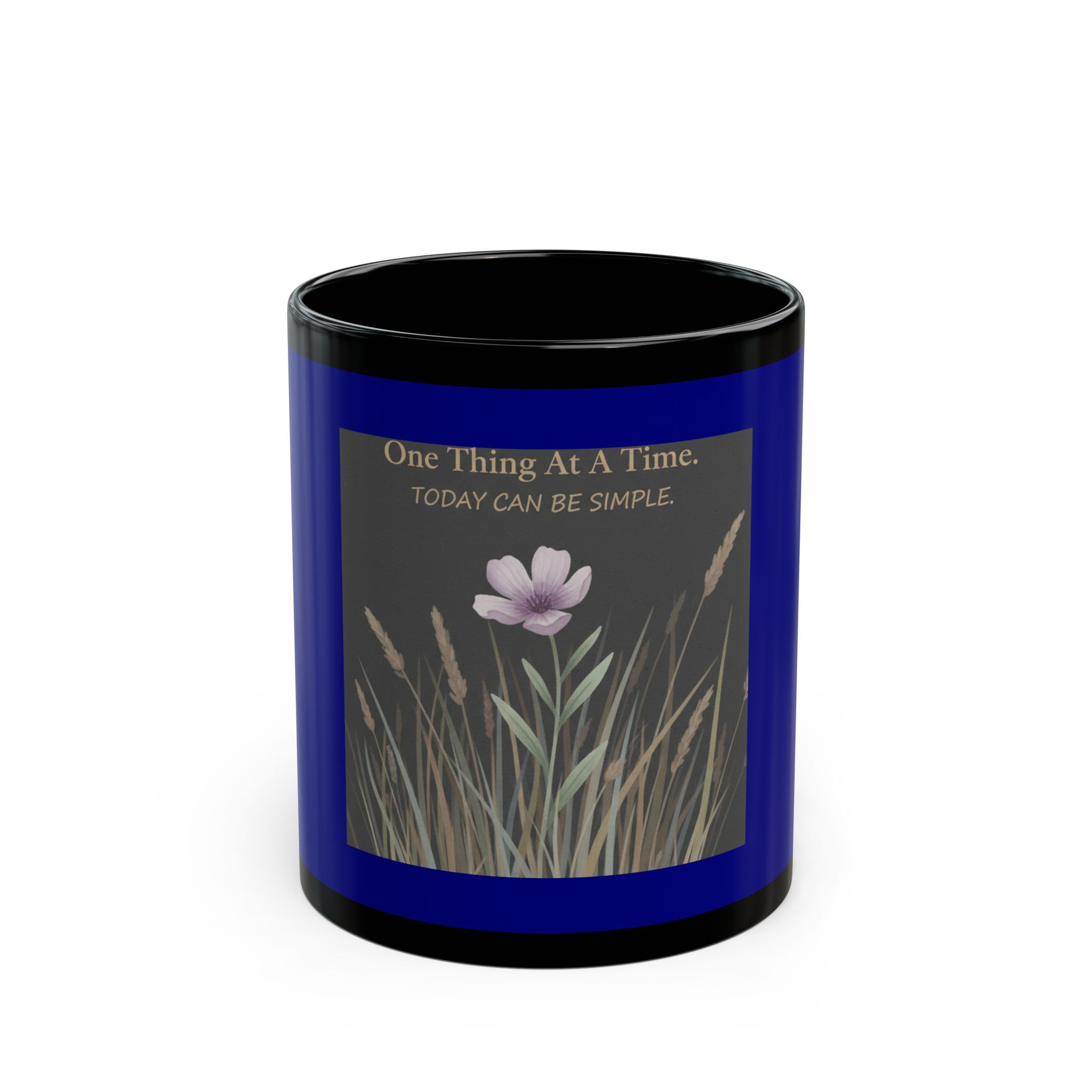 Wildflower Black Mug 11oz – One Thing at a Time Today Can Be Simple