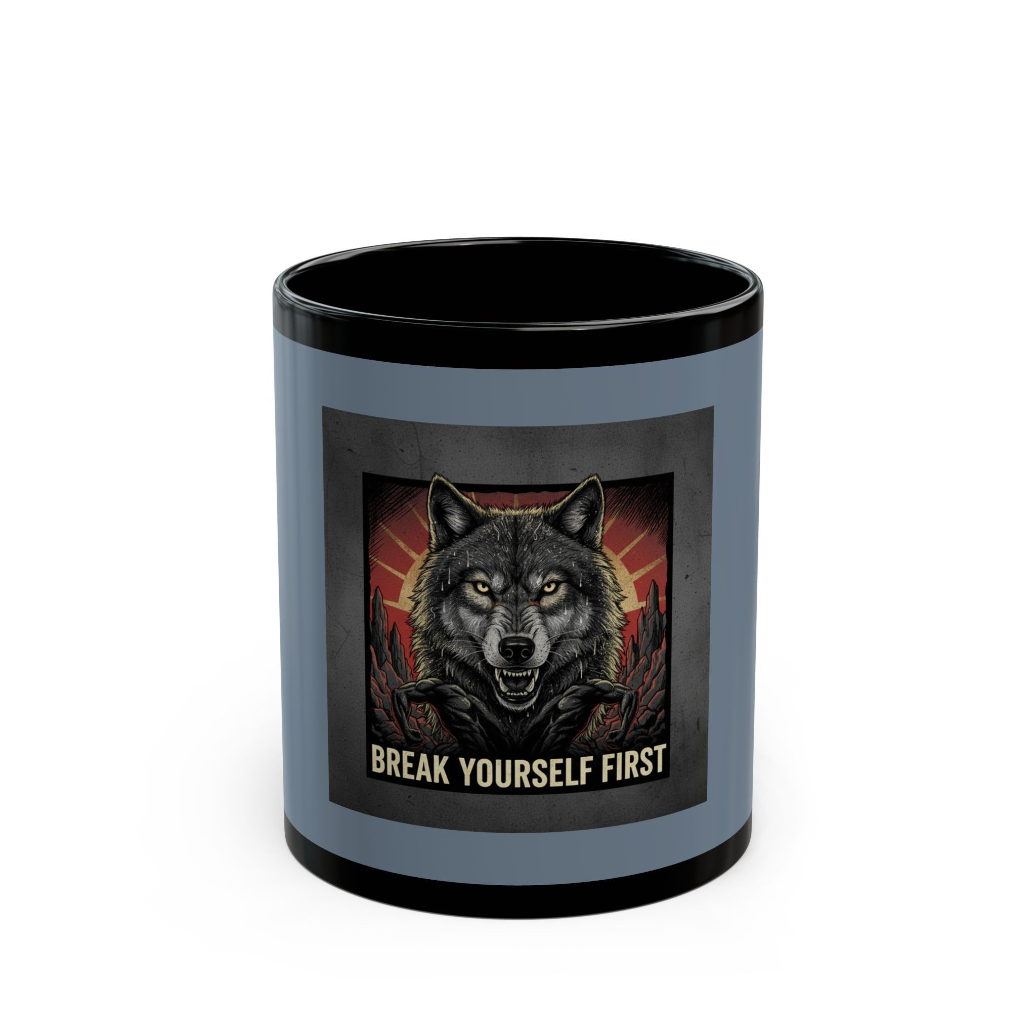 Wolf Black Mug 11oz – Break Yourself First