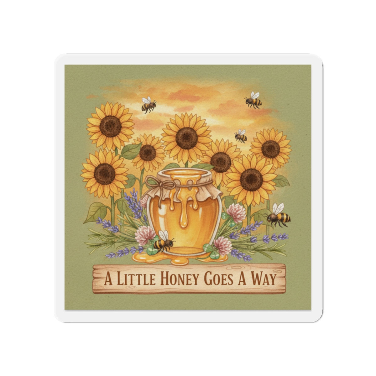 Honey Jar And Sunflowers Die-Cut Magnet – A Little Honey Goes a Way