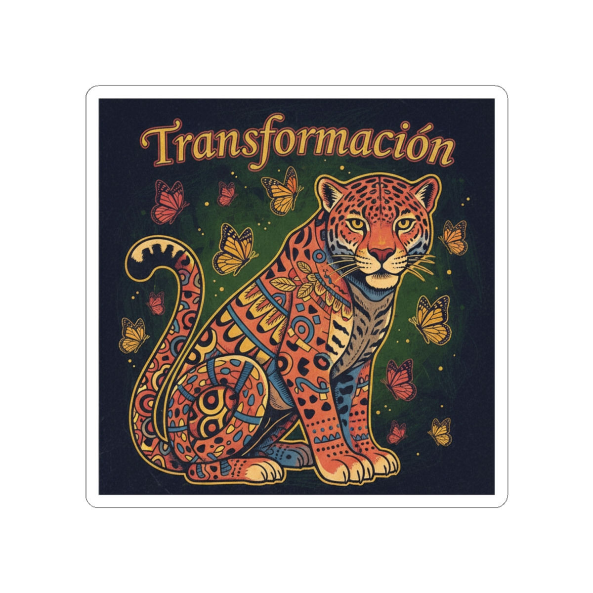 Jaguar With Monarch Butterflie Kiss-Cut Sticker – Transformacin