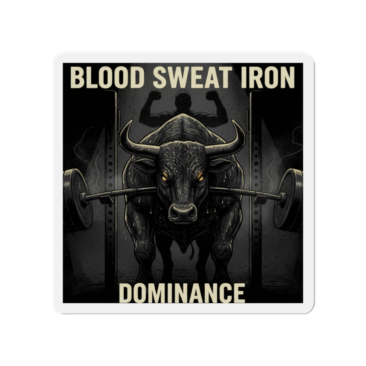 Bull Die-Cut Magnet – Blood Sweat Iron Dominance