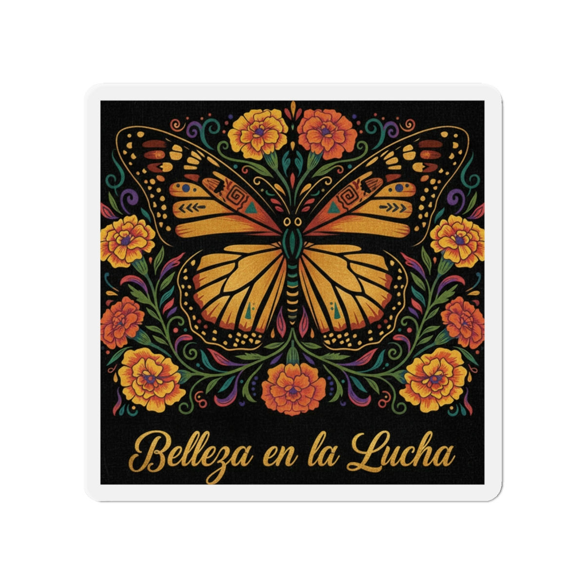 Mariposa With Marigolds Die-Cut Magnet – Belleza en la Lucha