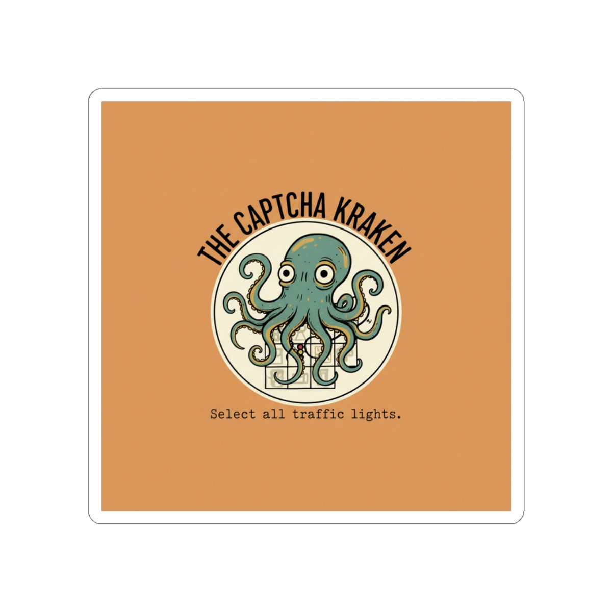 Captcha Kraken Kiss-Cut Sticker – Select All Traffic Lights