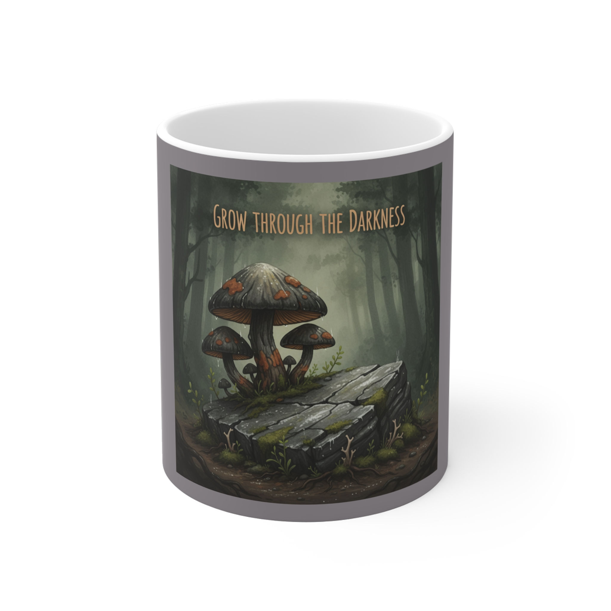 Mushrooms And Rock Mug 11oz – Grow Through the Darkness