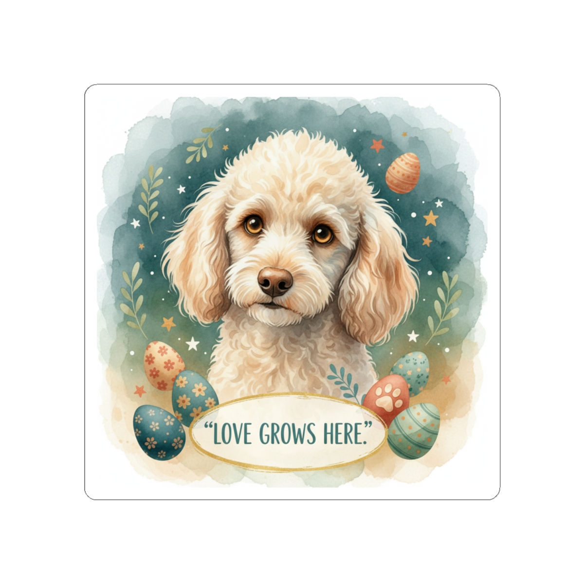 Poodle Kiss-Cut Sticker – Love Grows Here