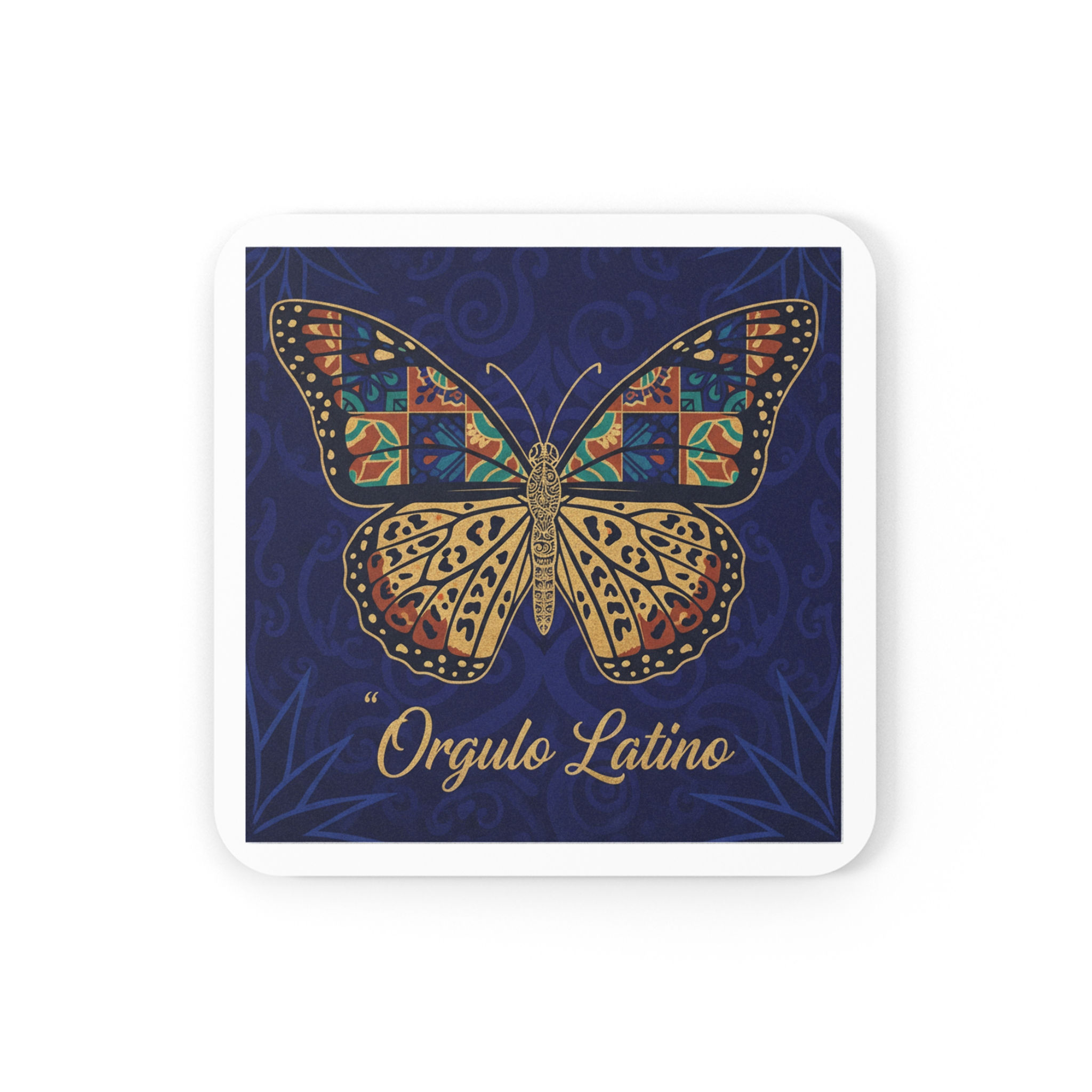 Butterfly Cork Coaster – Orgullo Latino