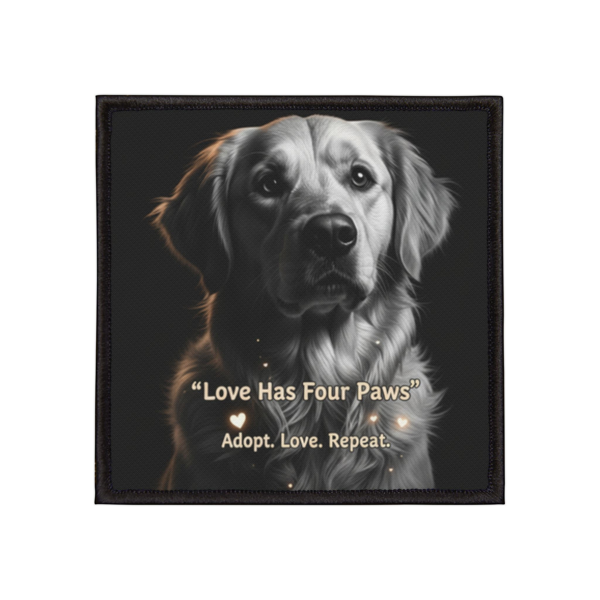 Golden Retriever Iron-On Patch – Love Has Four Paws Adopt Love Repeat