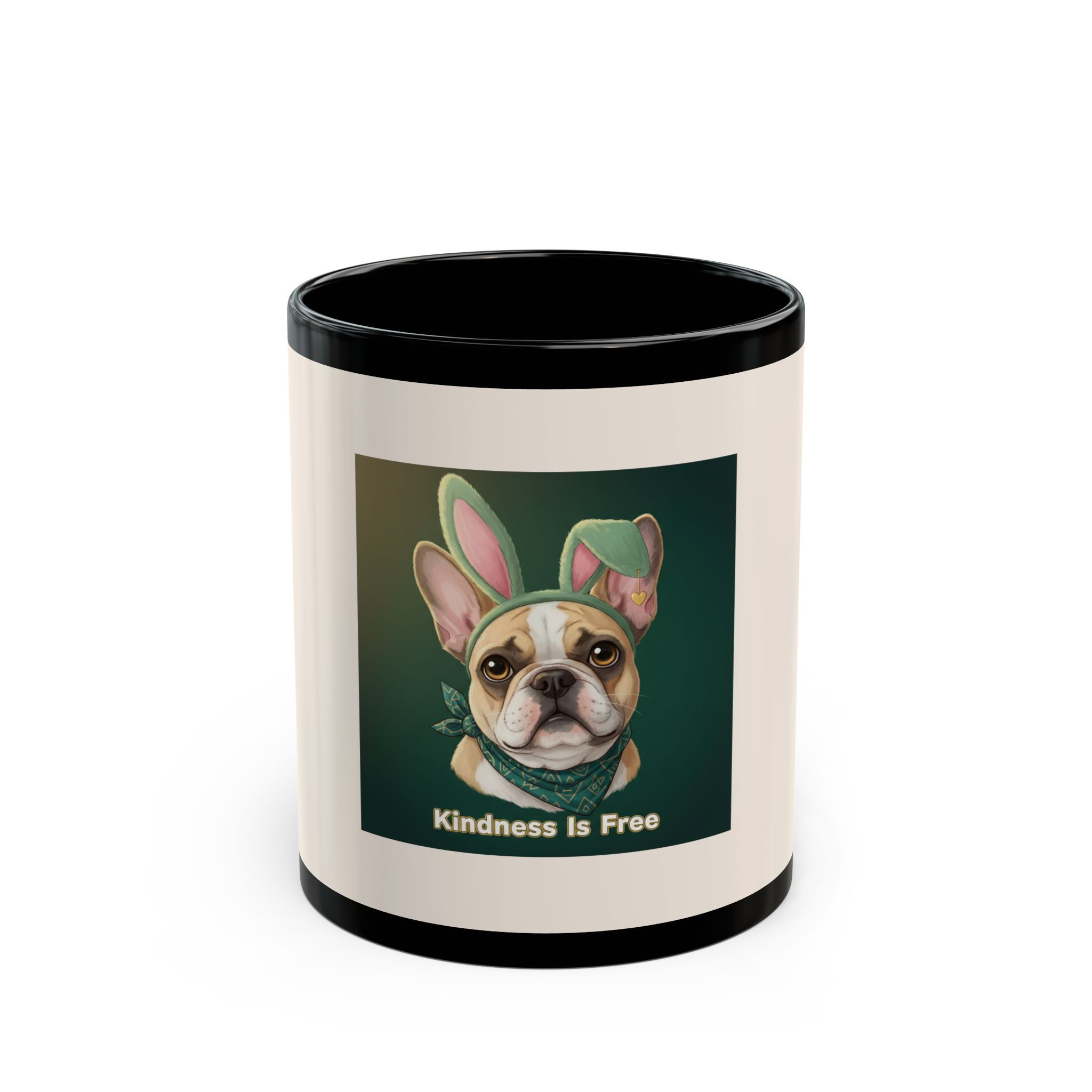 French Bulldog Black Mug 11oz – Kindness is Free