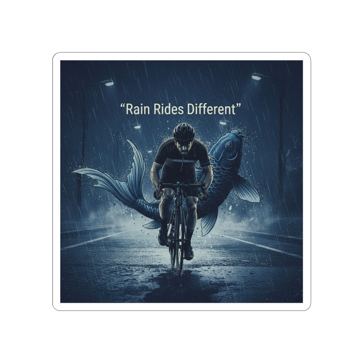 Cyclist Kiss-Cut Sticker – Rain Rides Different